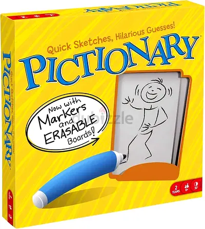Pictionary Board Game by Mattel Games - Includes markers erasable boards