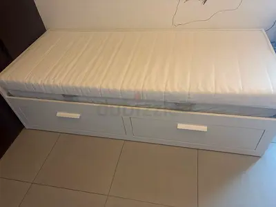 Ikea day bed White single bed with storage drawers and mattress - good condition/ mattresses include