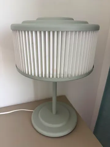 Modern Pleated Table Lamp - Light Grey Base, White Shade