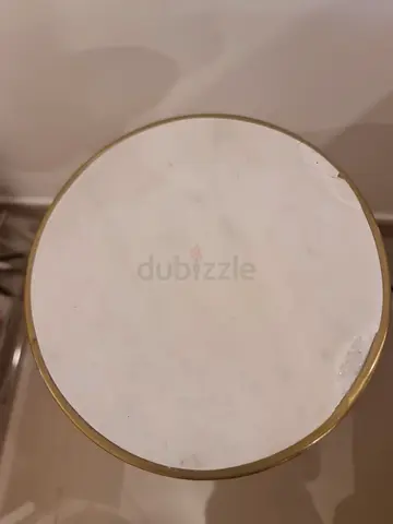 Round Marble Top Side Table with Brass Rim
