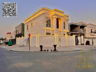 فيلا كلاسيك كورنر للبيع في الحليو عجمان | طابقين وروف ومساحة كبيرة وتشطيبات سوبر ديلوكس شامل رسوم التسجيل