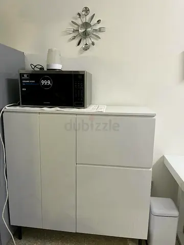 Home Center White Modern Kitchen Cabinet / Storage Cupboard - Good Condition