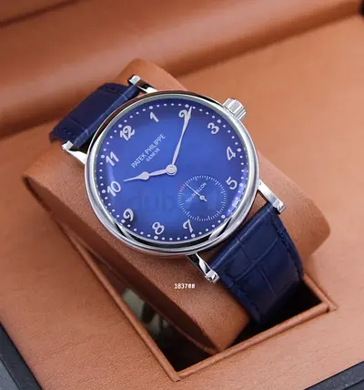 Patek Philippe Calatrava-style Blue Dial Leather Strap Master Copy Watch