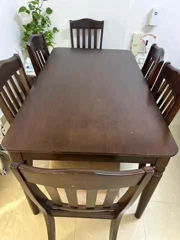 Solid Wood Dining Table with 4 Chairs - Dark Brown