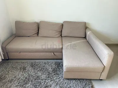 IKEA Light Beige L-Shaped Sofa bed with Storage - Good Condition