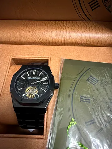 Black men’s automatic wristwatch with visible tourbillon - like new check DM for price