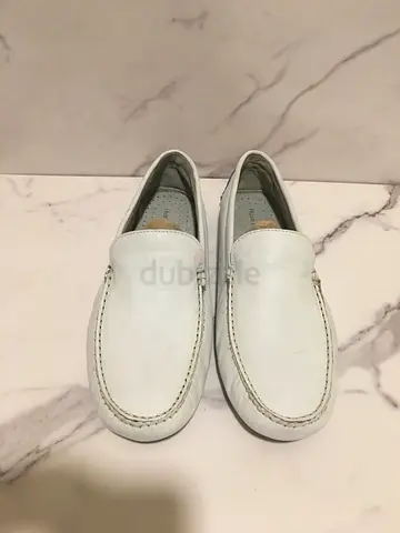 Brand New Hush Puppies Men’s White Leather Loafers Moccasin Slip On Shoes – US 12 / EU 46
