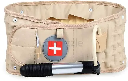 Electric Abdominal Muscle Stimulator Belt with Hand Pump (Light Beige)