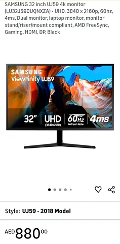 SAMSUNG 32 inch UJ59 4k
