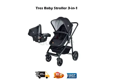 Tres Baby Stroller 3-In-1, Convertible Infant Stroller, 22kg Capacity - Free Delivery