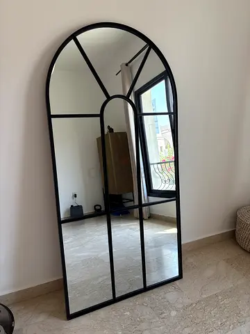 2 Large Arched Full-Length Industrial Black Framed Mirrors . 100 cm / 200cm