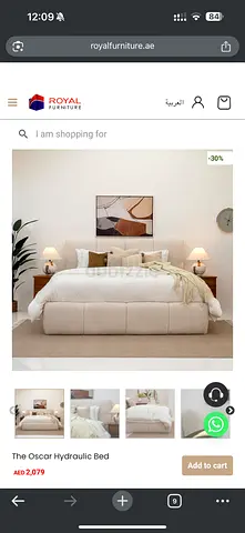 Oscar Hydraulic Bed - Upholstered King Bed with Storage