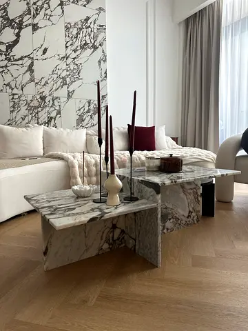 Marble Coffee Table bloomr - Calacatta Viola marble style White  Grey Vein