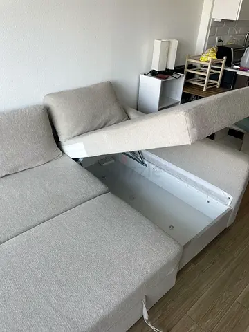 Light grey fabric L-shaped storage sofa (corner) - good condition