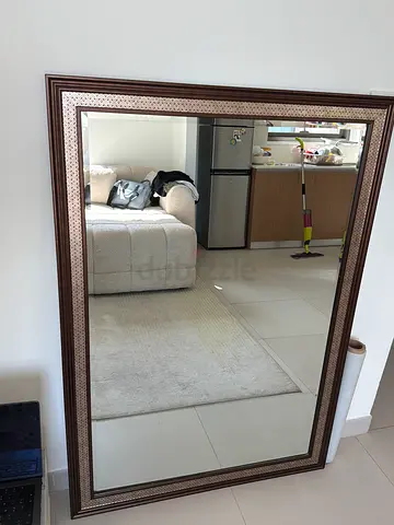 Large Decorative Full-Length Wall Mirror with Wooden Frame