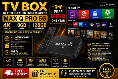 TV Box Free delivery And home Set-up 8GB RAM, 128GB Storage, All TV channels and OTT