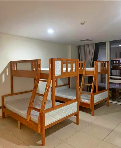 Solid wood Don double up single bunk bed with medical mattress