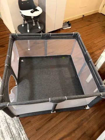 Grey Portable Baby Playpen with Mesh Pocket