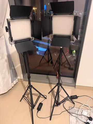 NEEWER Pair of LED Studio Panel Lights with Stands and Barn Doors