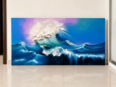 Large Ocean Wave Seascape Painting - Original Wall Art