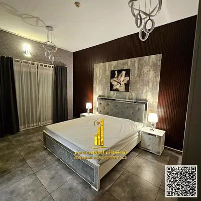 For monthly rent in Ajman, 1-bedroom apartment with a balcony open view, fully furnished new with elegant furniture and a fully equipped kitchen