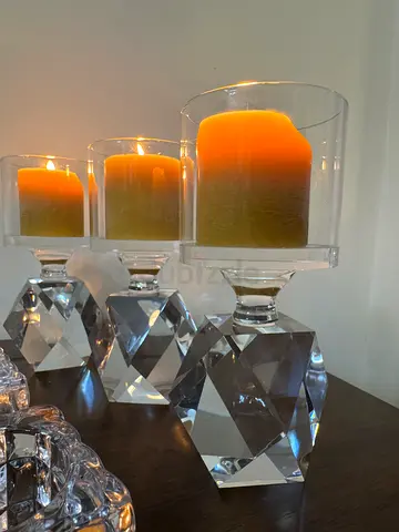Set of 3 Crystal Candle Holders with 4 candle holders