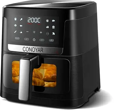 Conoyar Digital Air Fryer with Viewing Window - 8L (Black)