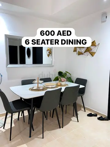 6-Seater Modern Dining Table with Chairs - Good Condition