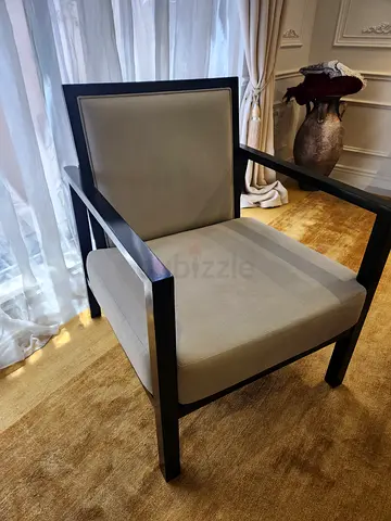Modern Black Frame Armchair with Cream Upholstery - Single Seat