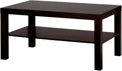 Simple Dark Wood Coffee Table with Lower Shelf with two side table