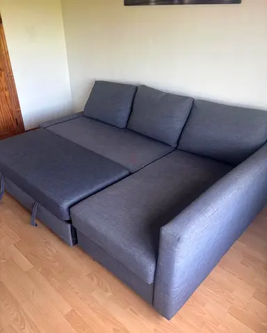 Gray L-shaped Sofa Bed — Converts to Double Bed, Good Condition