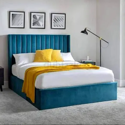 Headboard Designe king size fully customisable bedframe in soft Fabric storage can be installed