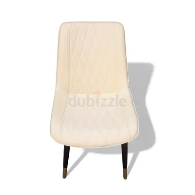 Cream Diamond-Stitched Accent Chair with Metal Legs