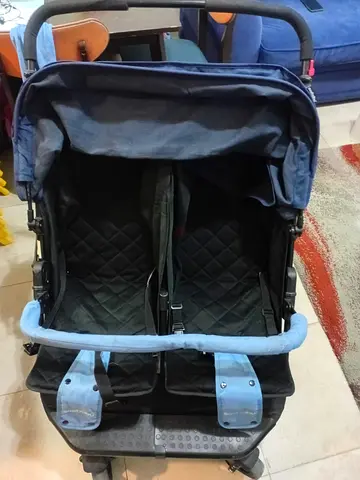 Double Side-by-Side Twin Stroller - Lightweight, Blue/Black