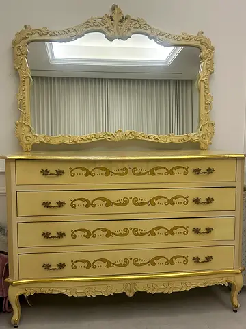Luxury 6-Piece Gold Bedroom Set with Mattress  Dresser