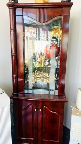 Solid Wood Curio Display Cabinet with Glass Door - Mahogany Finish
