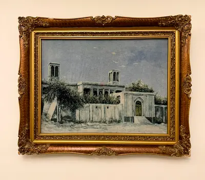 Framed Vintage Architectural woven carpet