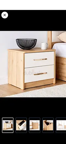 Light Oak 2-Drawer Bedside Table with White Fronts x2 (AED125 per each)