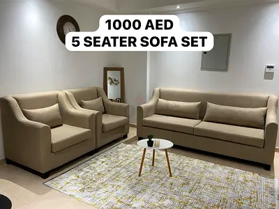 Beige 5-Seater Sofa Set (3-seater + 2 armchairs) - Good Condition