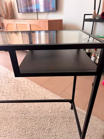 IKEA LACK side table with glass top - black metal