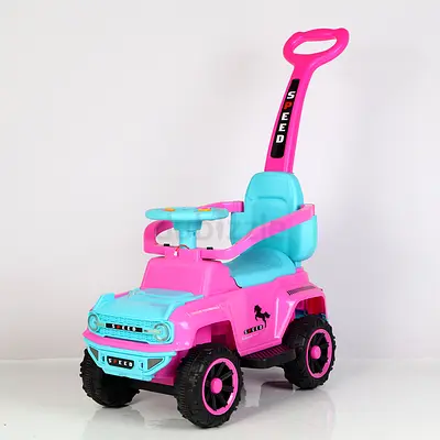 Kids Ride-On Push Car with Parental Handle - Pink/Blue