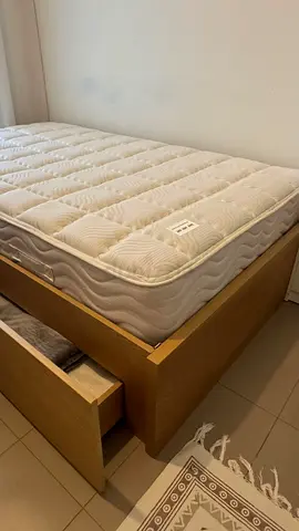 Single bed frame with mattress and under-bed drawers — good condition