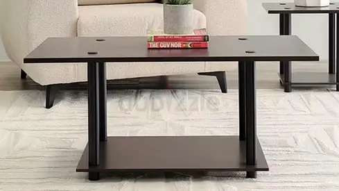 Modern Dark Wood Coffee Table with Lower Shelf