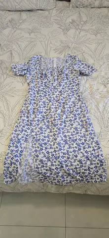 Blue and white floral summer dress, size M