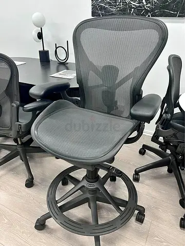 Selling Remastered Herman Miller Aeron Chair Fully Adjustable Graphite Size B with Aeron Stool