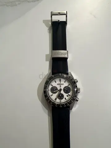 Seiko Chronograph Mens Watch with Black Strap — Good Condition