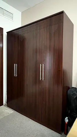 Dark Wood 4-Door Wardrobe / Armoire in Good Condition