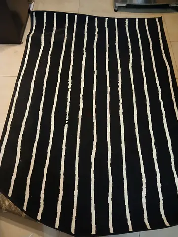 Ikea Black and White Striped Area Rug - Modern Minimalist Design (135X 195)