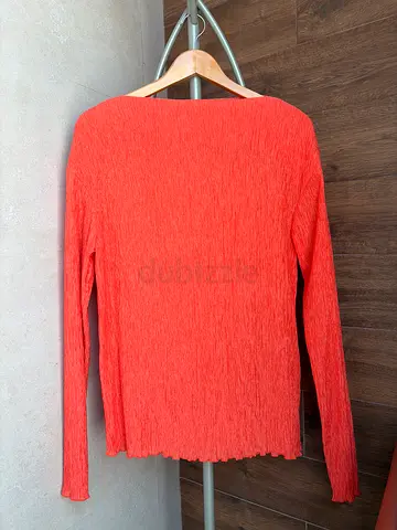 COS Lightweight long-sleeve orange top, size M