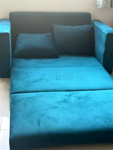 Teal Velvet 2Seater Sofa Bed with Cushions